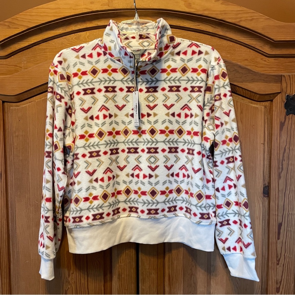 Women's XL Fleece Half-Zip Pullover Top Fair Isle Bass Pro NWT